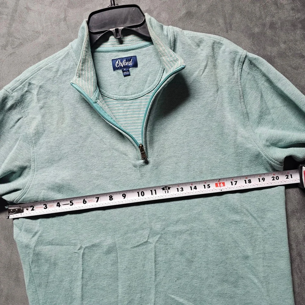 Oxford Mens Quarter Zip Pullover Mint Green Cotton Blend Sweater M X2-1098‎